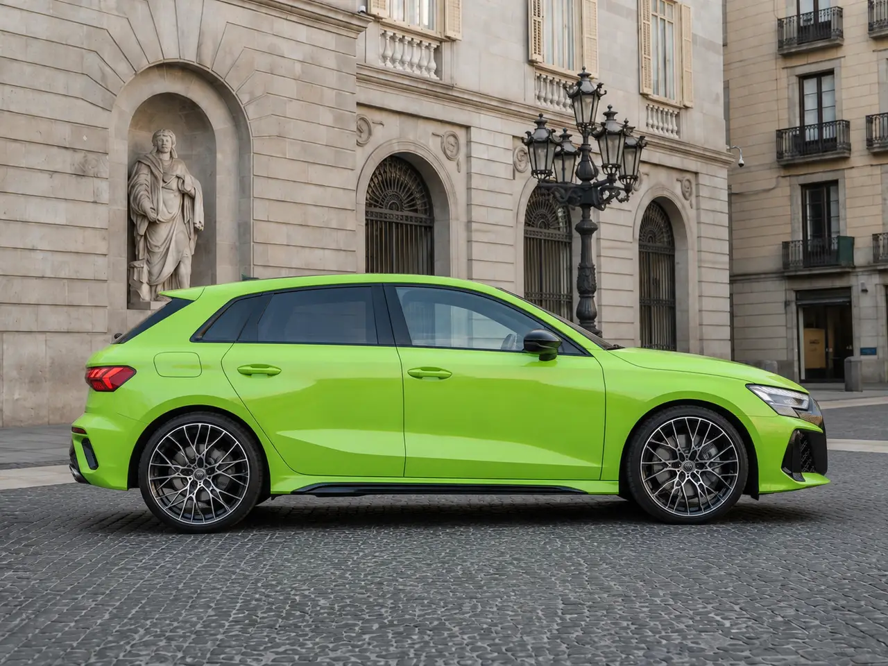 Audi RS3 Restyling 2025, front view — Milan Luxury Cars, Milan. The 2025 Audi RS3 Restyling brings 400 hp to a compact, all-wheel-drive body that feels…