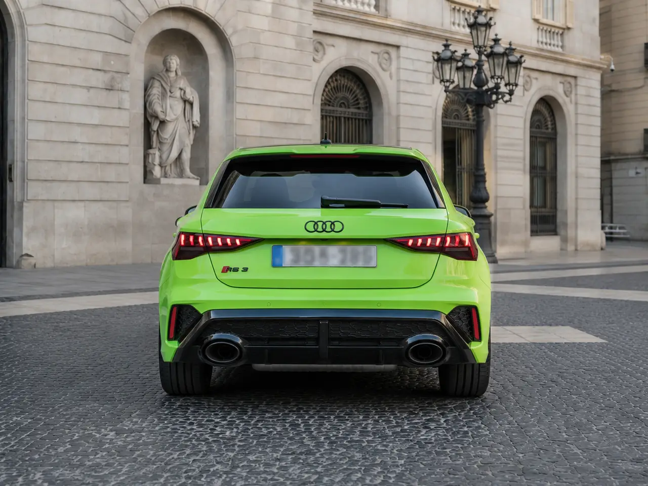 Audi RS3 Restyling 2025, rear view — Milan Luxury Cars, Milan. The 2025 Audi RS3 Restyling brings 400 hp to a compact, all-wheel-drive body that feels…
