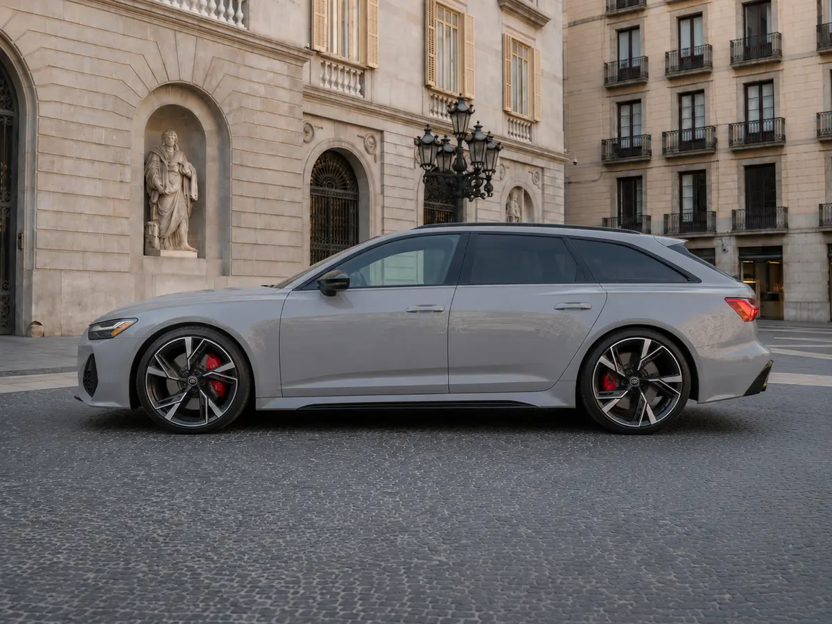 Audi RS6 Dynamic 2023, front view — Milan Luxury Cars, Milan. The 2023 Audi RS6 Dynamic pairs wagon practicality with 621 hp, a combination that feels…