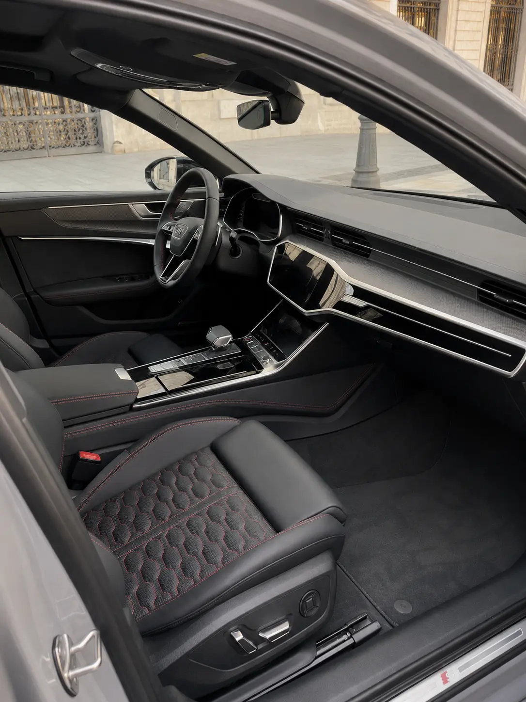 Audi RS6 Dynamic 2023, interior — Milan Luxury Cars, Milan. The 2023 Audi RS6 Dynamic pairs wagon practicality with 621 hp, a combination that feels…