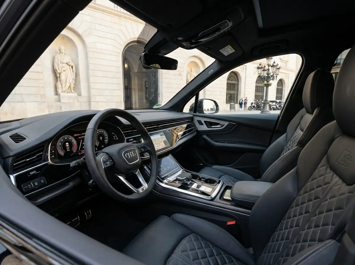 Audi SQ7 2025, внешний вид — Milan Luxury Cars, Милан. Audi SQ7 2025 года — это внедорожник, где 507 лошадиных сил не превращают семейную…