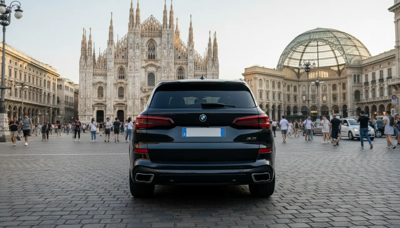 BMW X5 4.0i M 2025, front view — Milan Luxury Cars, Milan. The 2025 BMW X5 4.0i M pairs a 381 hp drivetrain with the composure expected of a…