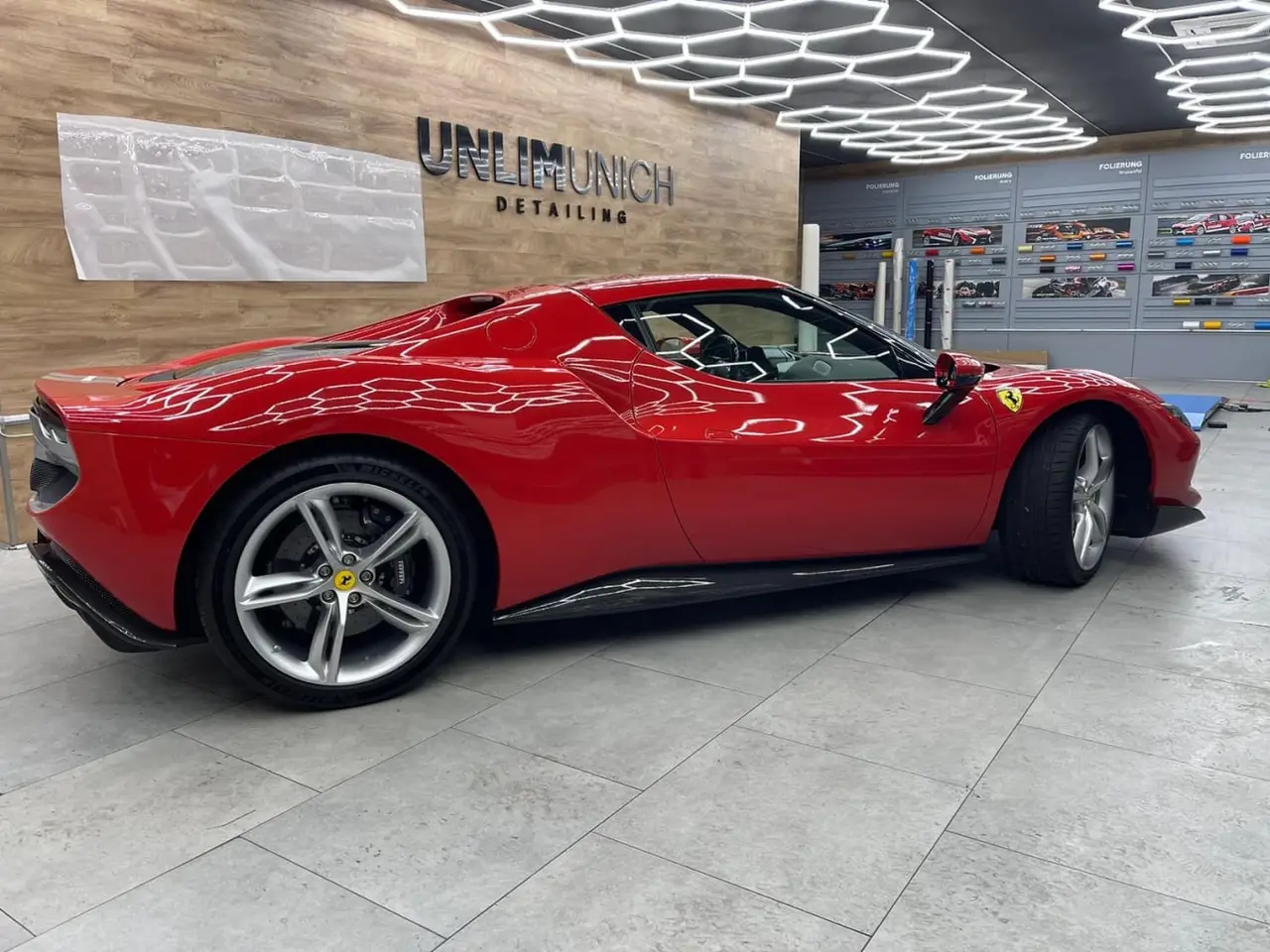 Ferrari 296 GTB 2023, interior — Milan Luxury Cars, Milan. The Ferrari 296 GTB pairs a V6 hybrid powertrain with 830 hp, a combination that gives it…