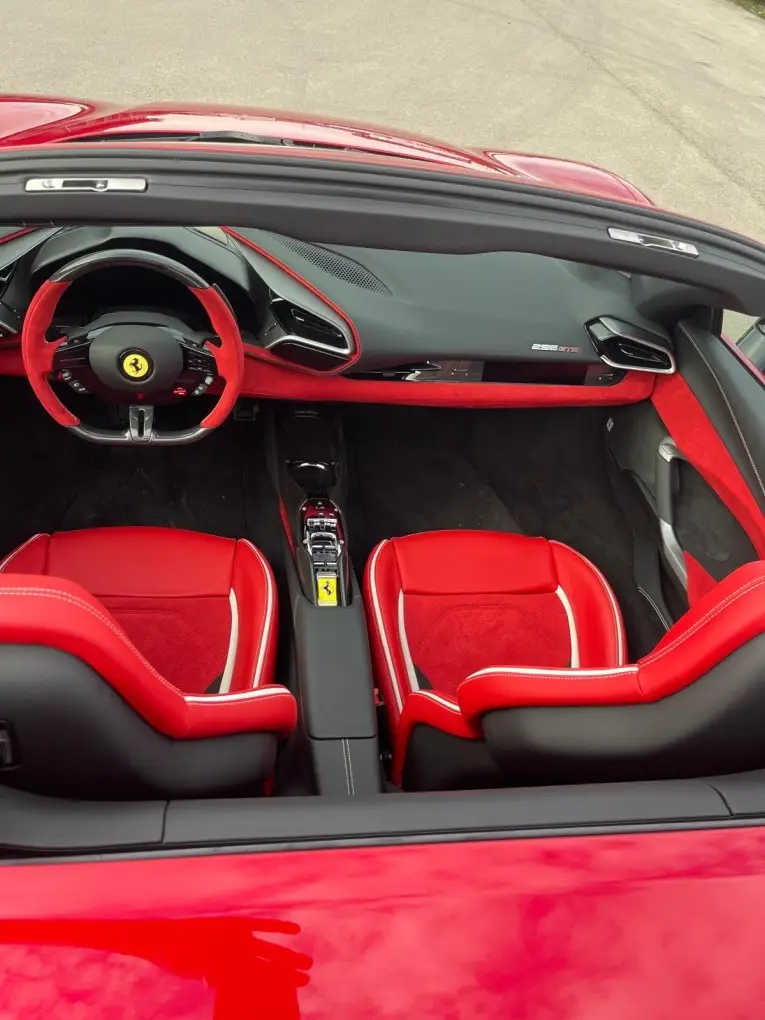 Ferrari 296 GTS Spider 2025, exterior — Milan Luxury Cars, Milan. The 2025 Ferrari 296 GTS Spider is a two-seat, open-top expression of Ferrari's hybrid V6…