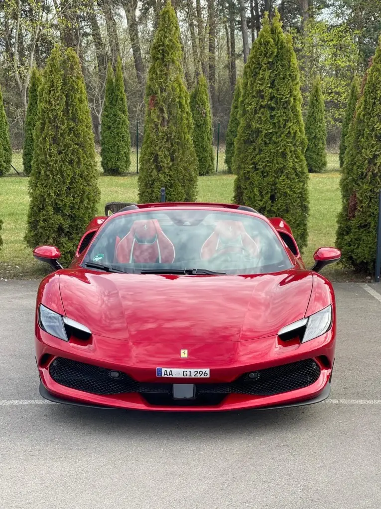 Ferrari 296 GTS Spider 2025, front view — Milan Luxury Cars, Milan. The 2025 Ferrari 296 GTS Spider is a two-seat, open-top expression of Ferrari's hybrid V6…