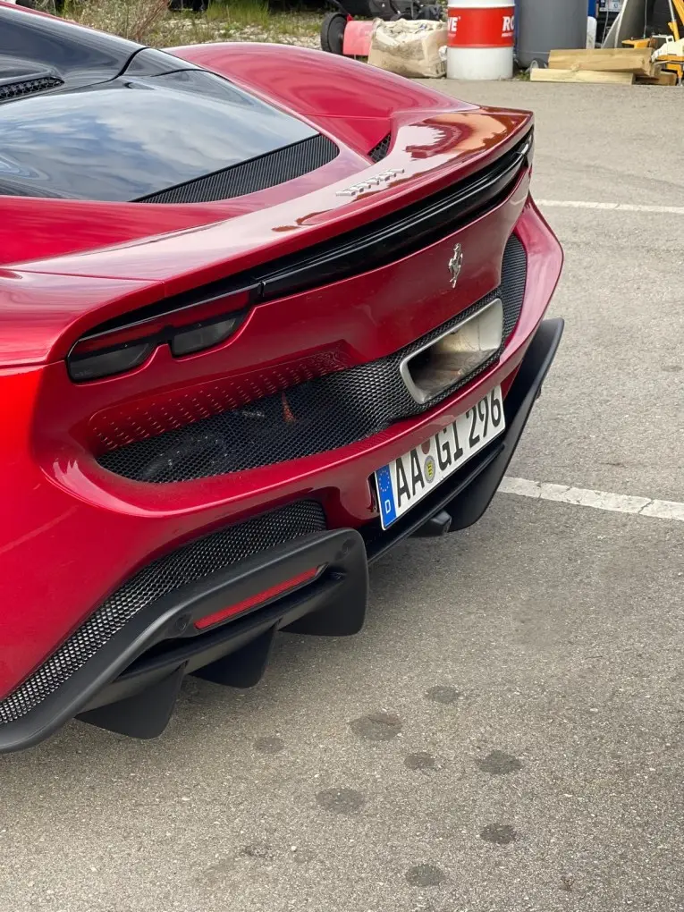 Ferrari 296 GTS Spider 2025, rear view — Milan Luxury Cars, Milan. The 2025 Ferrari 296 GTS Spider is a two-seat, open-top expression of Ferrari's hybrid V6…