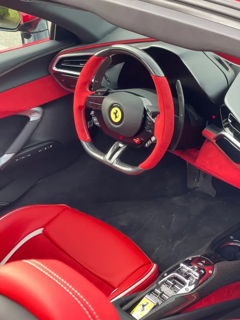 Ferrari 296 GTS Spider 2025, interior — Milan Luxury Cars, Milan. The 2025 Ferrari 296 GTS Spider is a two-seat, open-top expression of Ferrari's hybrid V6…