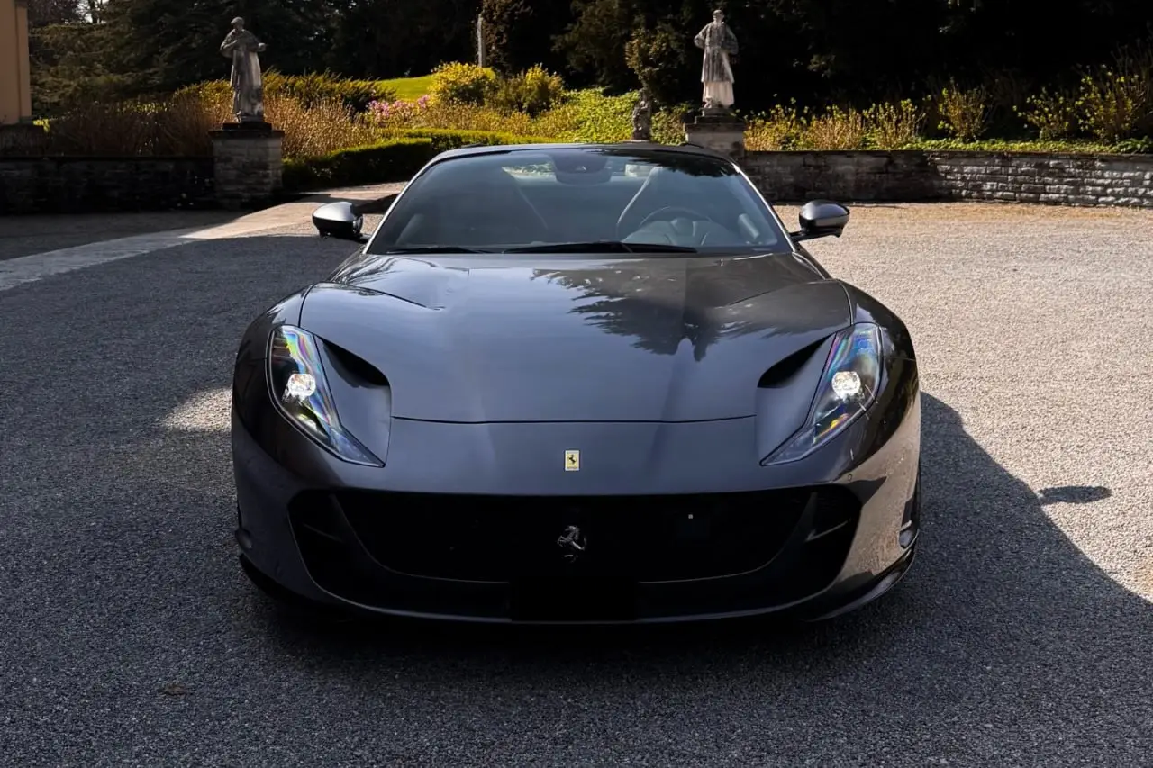 Ferrari 812 GTS 2024, interior — Milan Luxury Cars, Milan. The Ferrari 812 GTS pairs a naturally aspirated V12 producing 800 hp with an open-top…