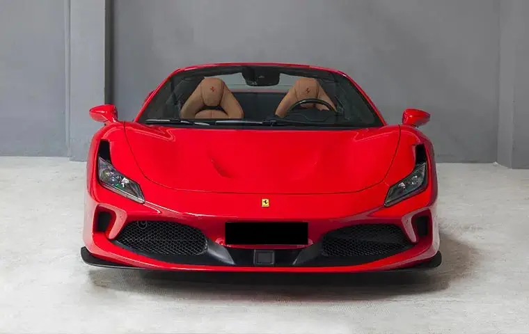 Ferrari F8 Tributo Spider Red 2023, exterior — Milan Luxury Cars, Milan. The Ferrari F8 Tributo Spider pairs a 720 hp V8 with a retractable hardtop, giving two…