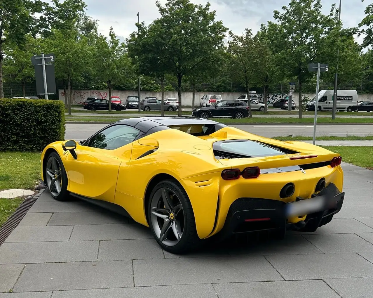 Ferrari SF90 Spider 2024, front view — Milan Luxury Cars, Milan. The 2024 Ferrari SF90 Spider combines a twin-turbo V8 with three electric motors to…