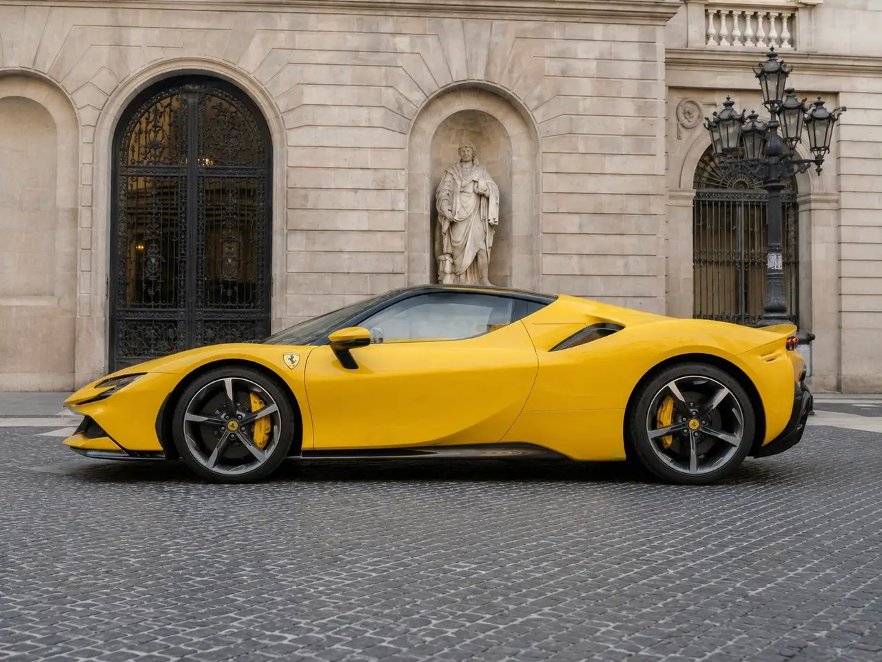 Ferrari SF90 Spider 2024, внешний вид — Milan Luxury Cars, Милан. Ferrari SF90 Spider 2024 года — это гибридный суперкар с открытым верхом и суммарной…