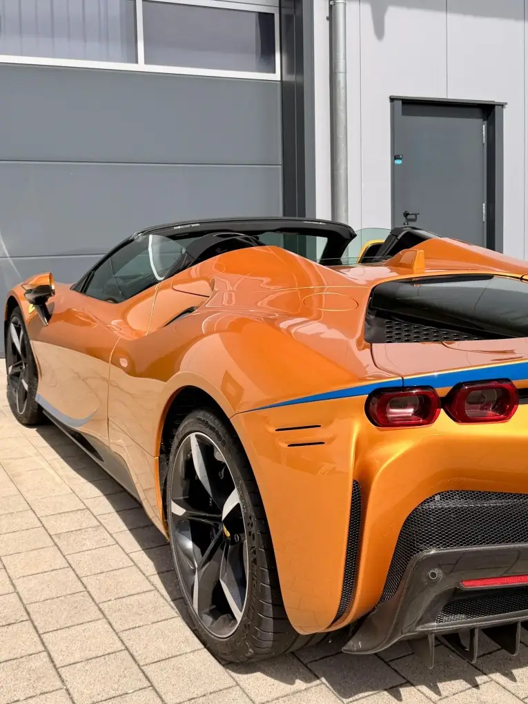 Ferrari SF90 Spider Tailor Made 2025, exterior — Milan Luxury Cars, Milan. The Ferrari SF90 Spider Tailor Made puts 986 hp behind the driver's seat and asks for a…