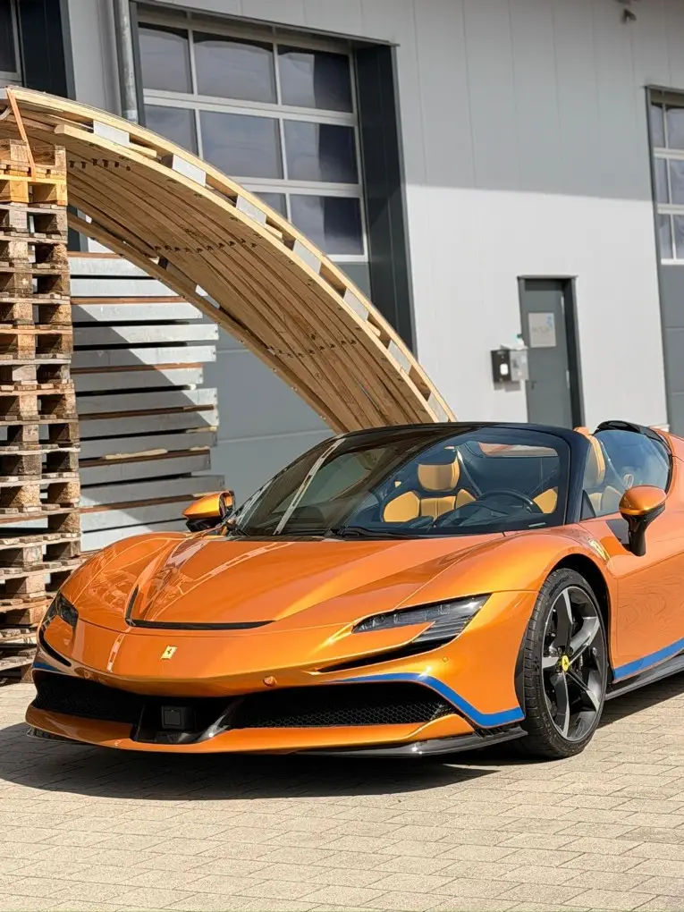 Ferrari SF90 Spider Tailor Made 2025, rear view — Milan Luxury Cars, Milan. The Ferrari SF90 Spider Tailor Made puts 986 hp behind the driver's seat and asks for a…