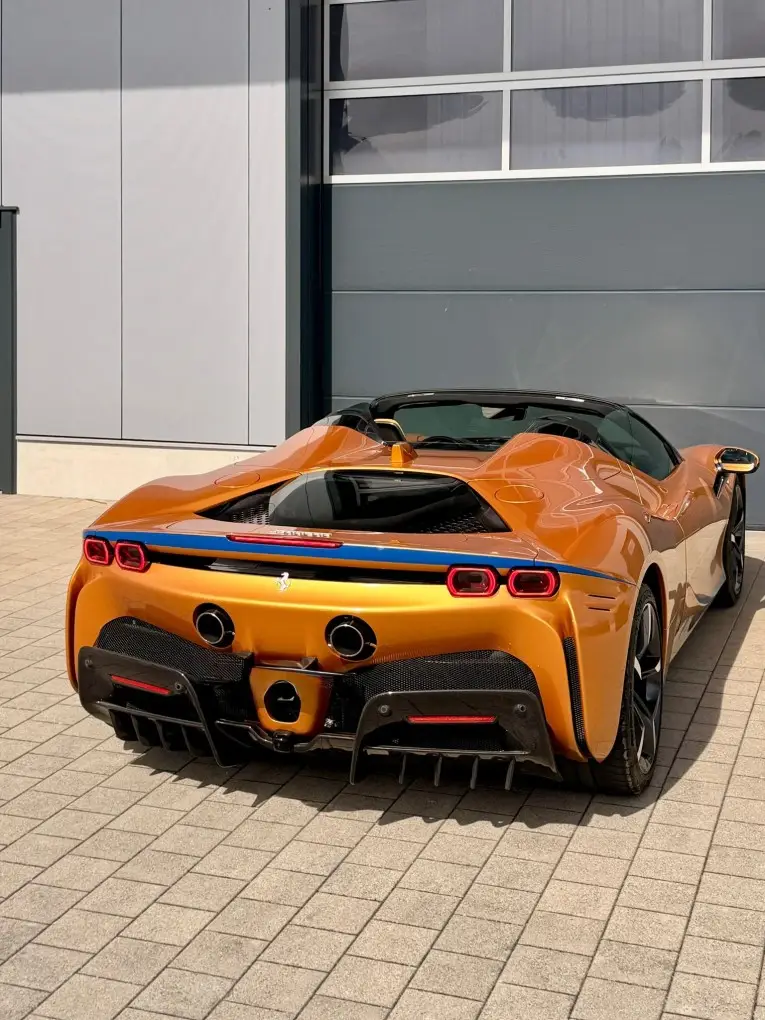Ferrari SF90 Spider Tailor Made 2025, interior — Milan Luxury Cars, Milan. The Ferrari SF90 Spider Tailor Made puts 986 hp behind the driver's seat and asks for a…