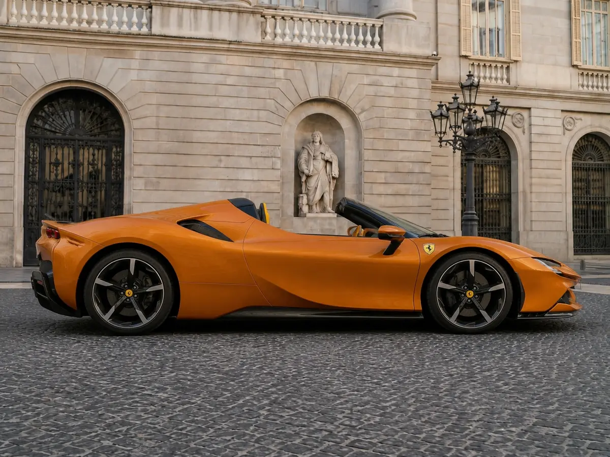 Ferrari SF90 Spider Tailor Made 2025, vista frontale — Milan Luxury Cars, Milano. La Ferrari SF90 Spider Tailor Made porta in strada 986 cavalli distribuiti su una…