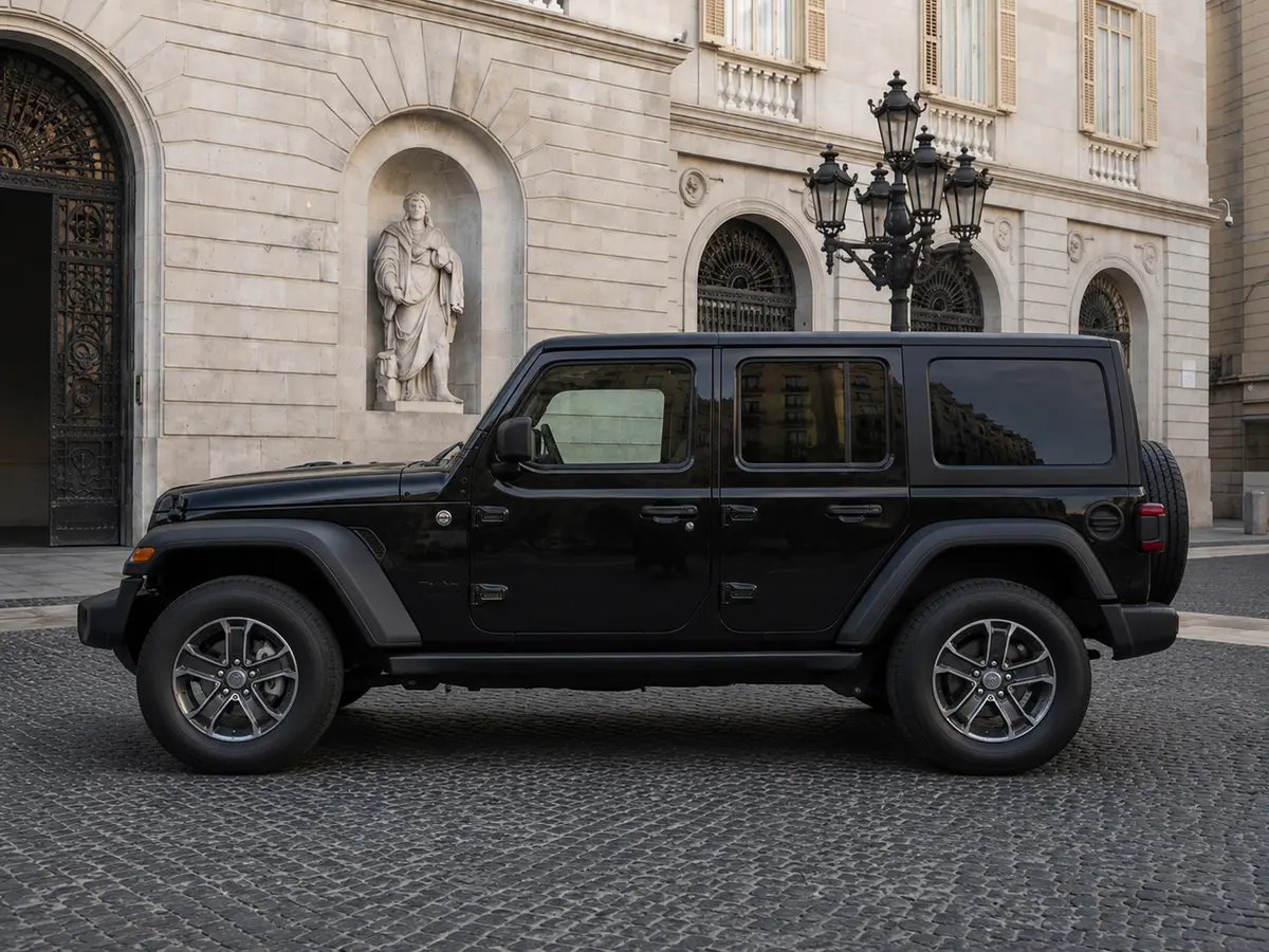 Jeep Wrangler 2025, exterior — Milan Luxury Cars, Milan. The 2025 Jeep Wrangler brings a different proposition to a fleet otherwise weighted…