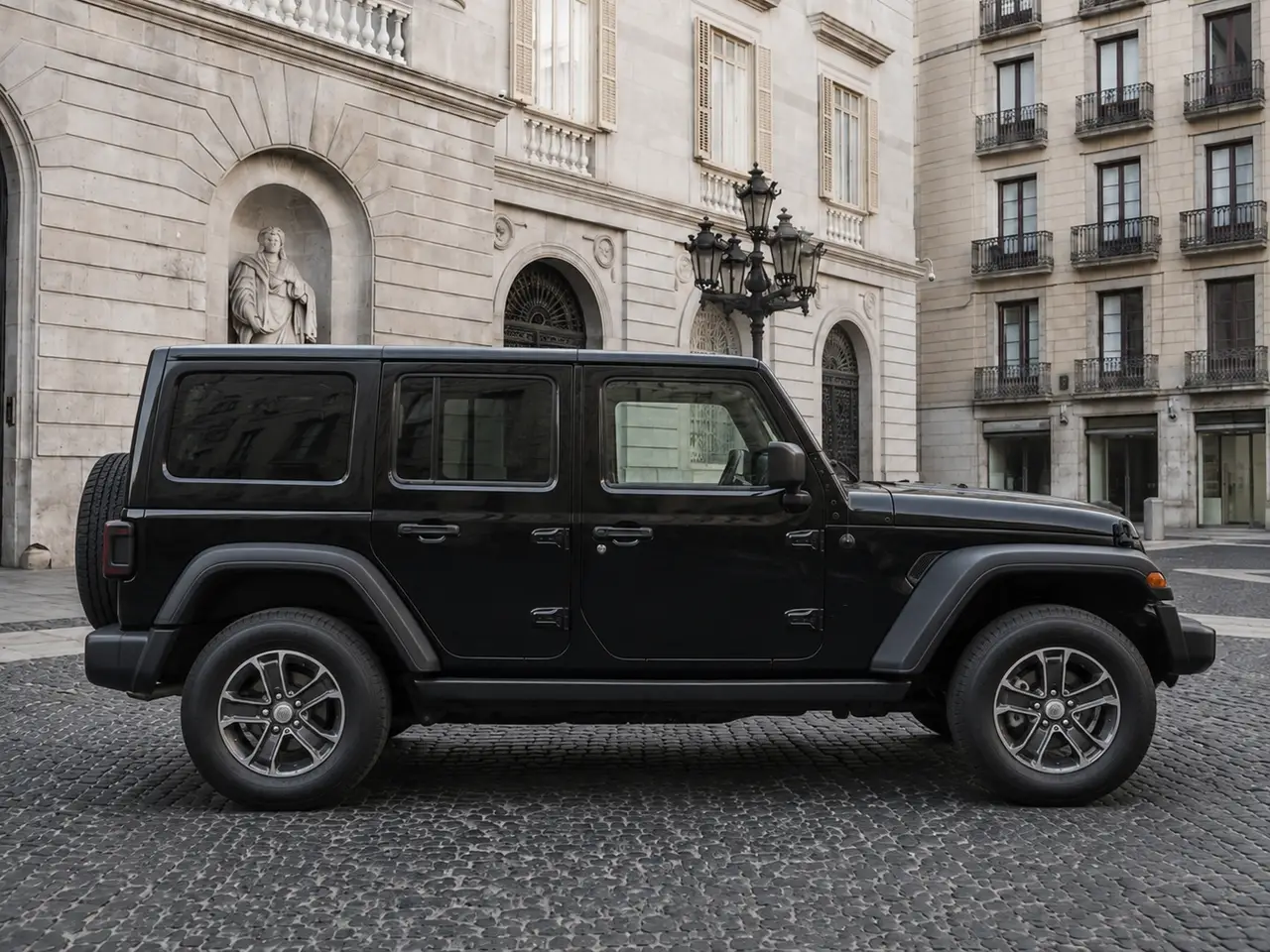 Jeep Wrangler 2025, front view — Milan Luxury Cars, Milan. The 2025 Jeep Wrangler brings a different proposition to a fleet otherwise weighted…