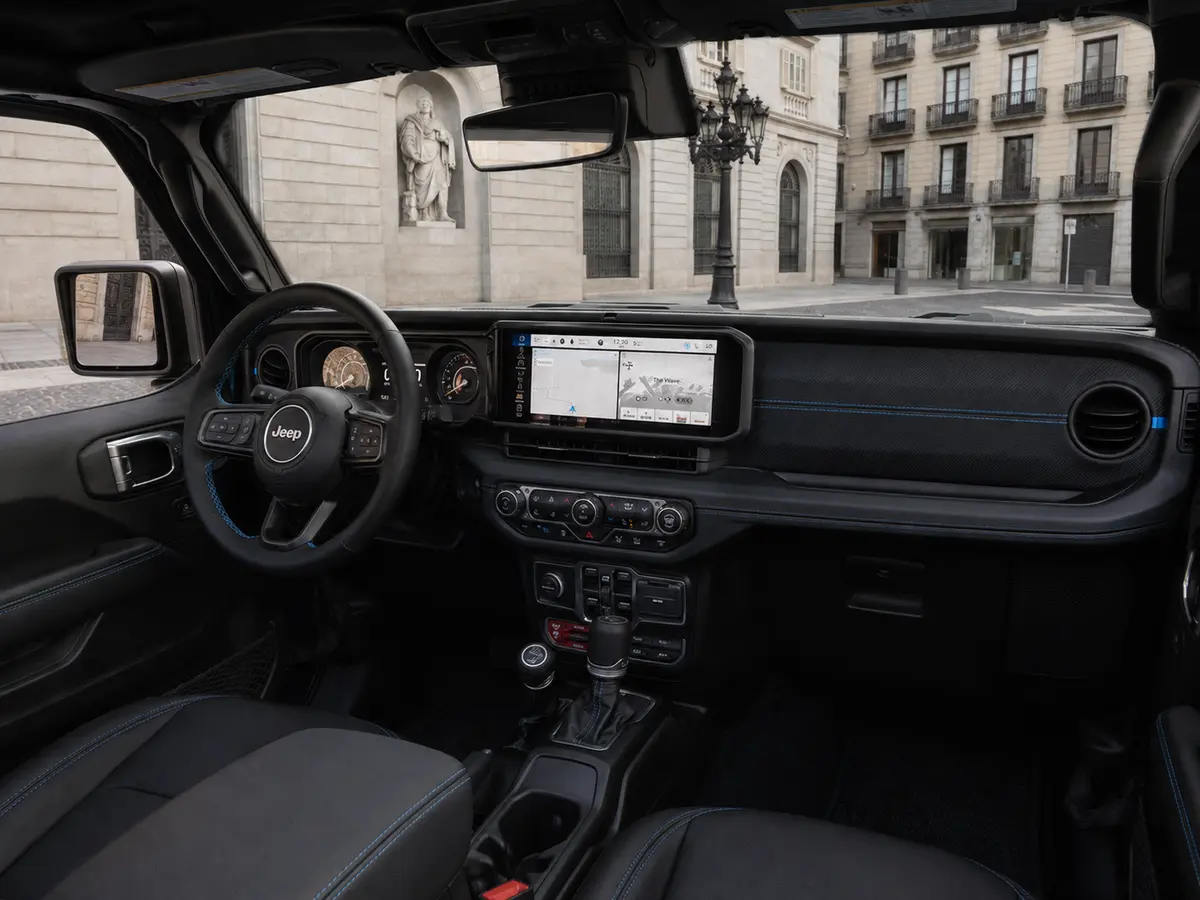 Jeep Wrangler 2025, interior — Milan Luxury Cars, Milan. The 2025 Jeep Wrangler brings a different proposition to a fleet otherwise weighted…