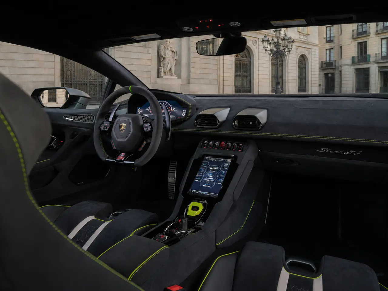 Lamborghini Huracan Sterrato 2024, interior — Milan Luxury Cars, Milan. The Lamborghini Huracan Sterrato stands apart from the rest of the marque's line-up: a…