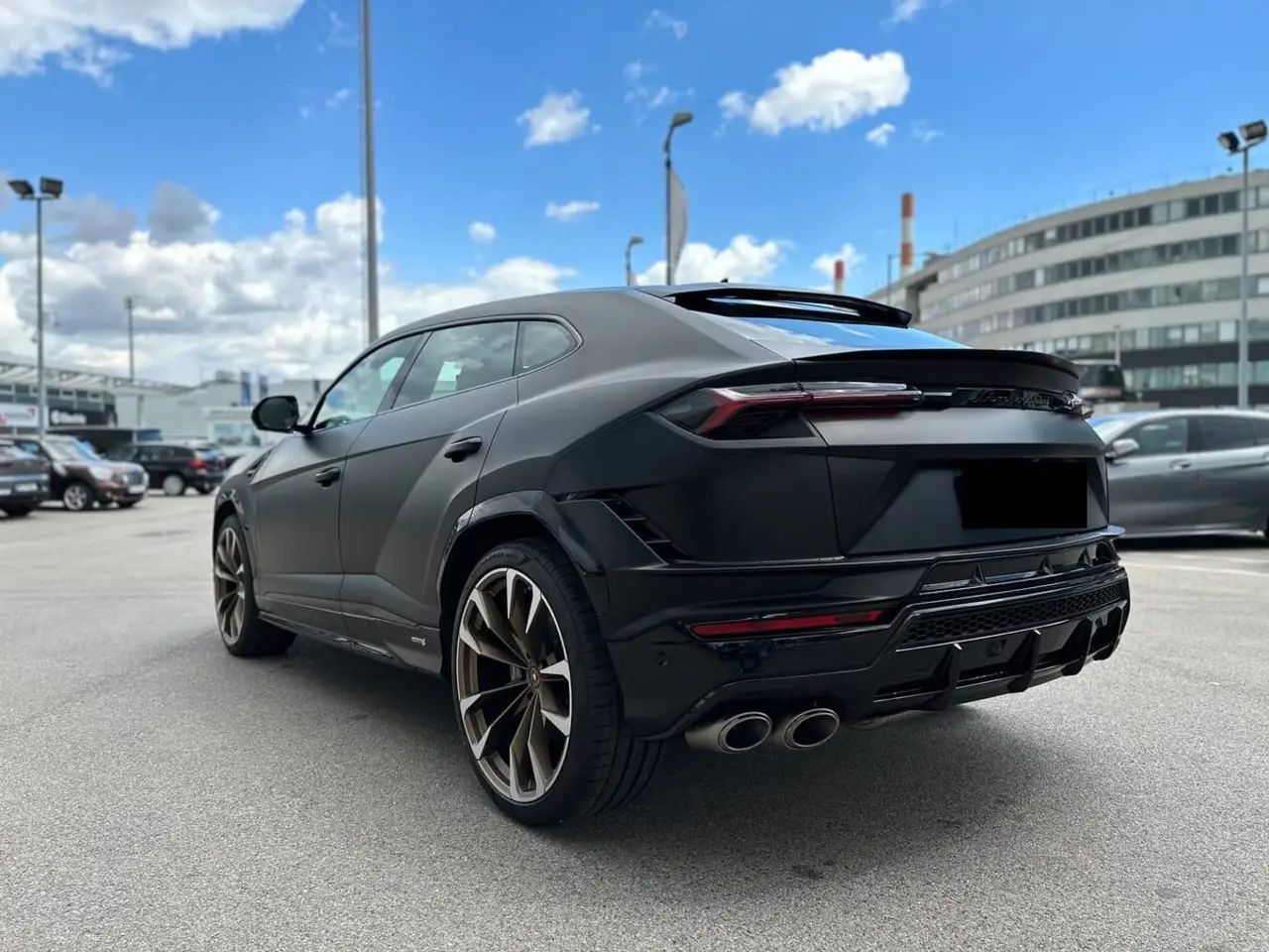 Lamborghini Urus S 2023, front view — Milan Luxury Cars, Milan. The Urus S carries Lamborghini's V8 output of 657 hp inside a five-seat SUV body, so the…