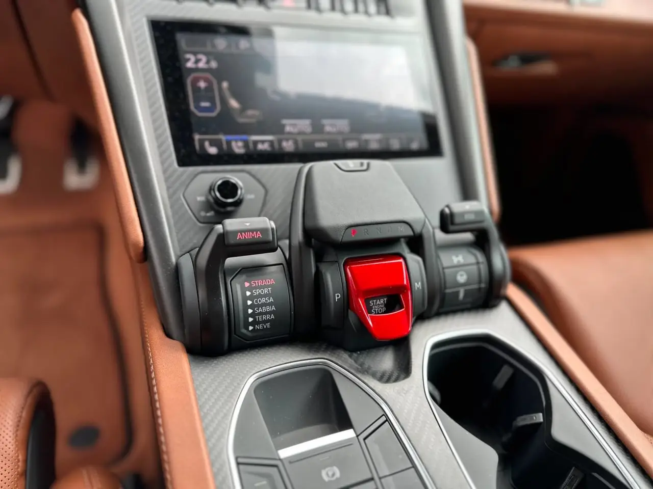 Lamborghini Urus S 2023, interior — Milan Luxury Cars, Milan. The Urus S carries Lamborghini's V8 output of 657 hp inside a five-seat SUV body, so the…