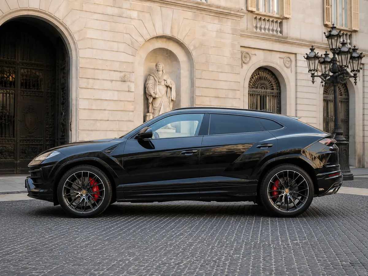 Lamborghini Urus S 2023, exterior — Milan Luxury Cars, Milan. The Urus S carries Lamborghini's V8 output of 657 hp inside a five-seat SUV body, so the…