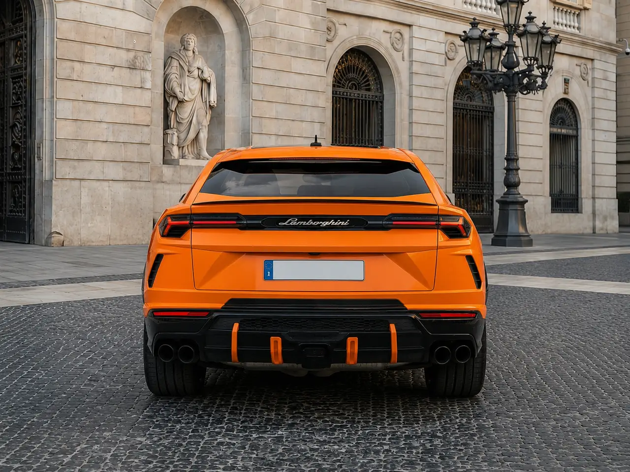 Lamborghini Urus S 2024, rear view — Milan Luxury Cars, Milan. The Lamborghini Urus S carries its 666 hp with a composure that sets it apart from the…