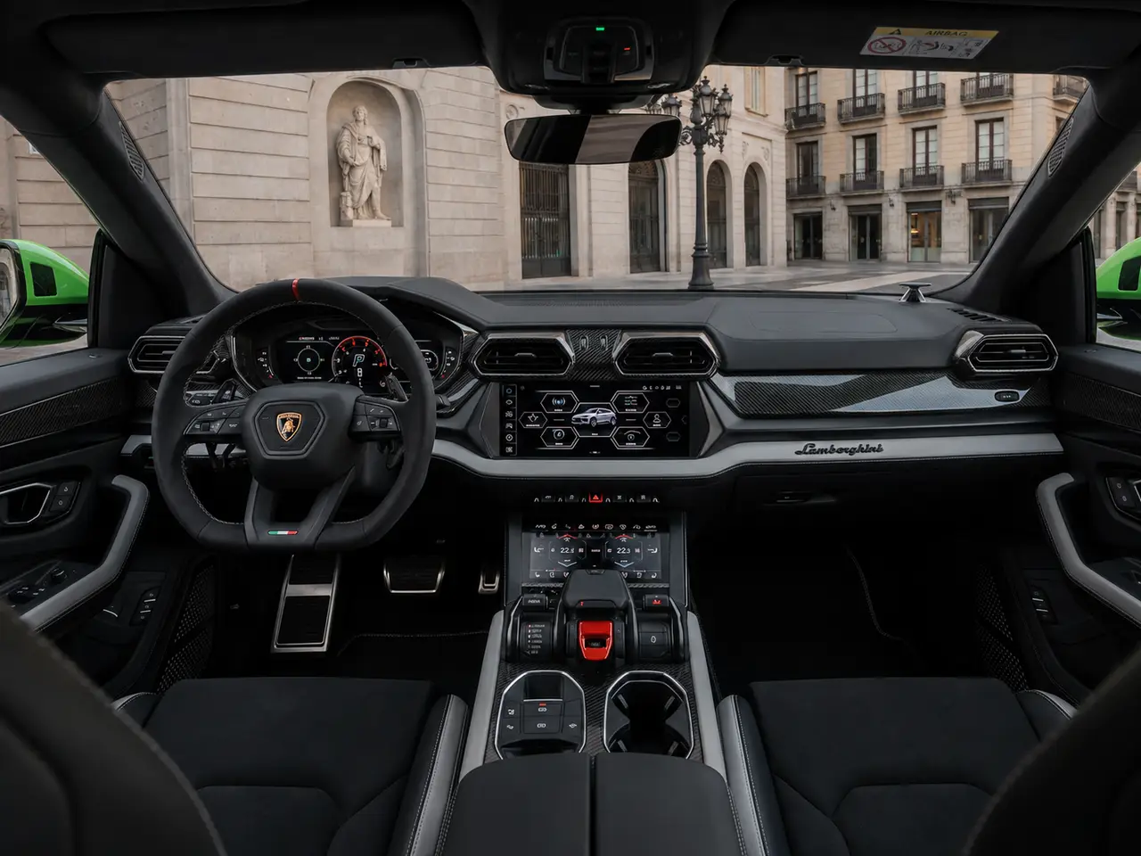 Lamborghini Urus SE 2026, interior — Milan Luxury Cars, Milan. The Lamborghini Urus SE pairs 800 hp with five-seat practicality, a combination that sets…