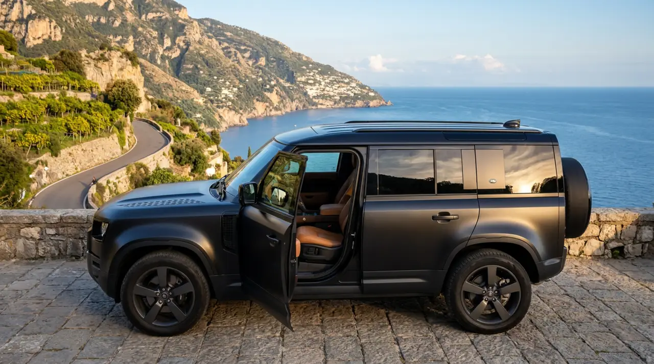 Land Rover Defender 2024, interior — Milan Luxury Cars, Milan. The 2024 Land Rover Defender brings a different kind of luxury to the fleet: space and…