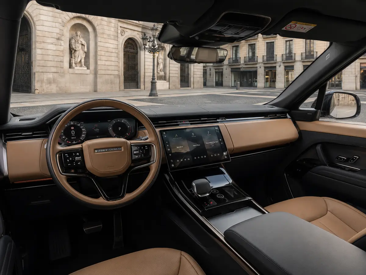 Land Rover Range Rover Sport 2025, interni — Milan Luxury Cars, Milano. Il Range Rover Sport 2025 porta in dotazione 400 cavalli distribuiti su una struttura…