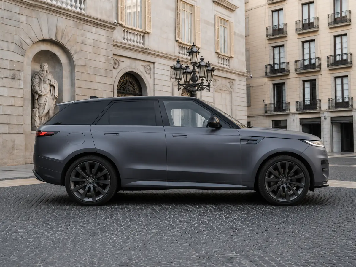 Land Rover Range Rover Sport Dynamic SE 2025, vista frontale — Milan Luxury Cars, Milano. La Range Rover Sport Dynamic SE 2025 porta in strada 360 cavalli con un assetto che…