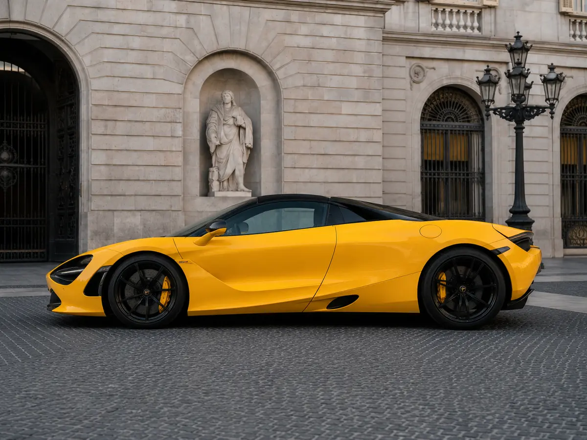 McLaren 720S Spider 2022, exterior — Milan Luxury Cars, Milan. The 2022 McLaren 720S Spider pairs a 720 hp V8 with a folding hard top, giving two…