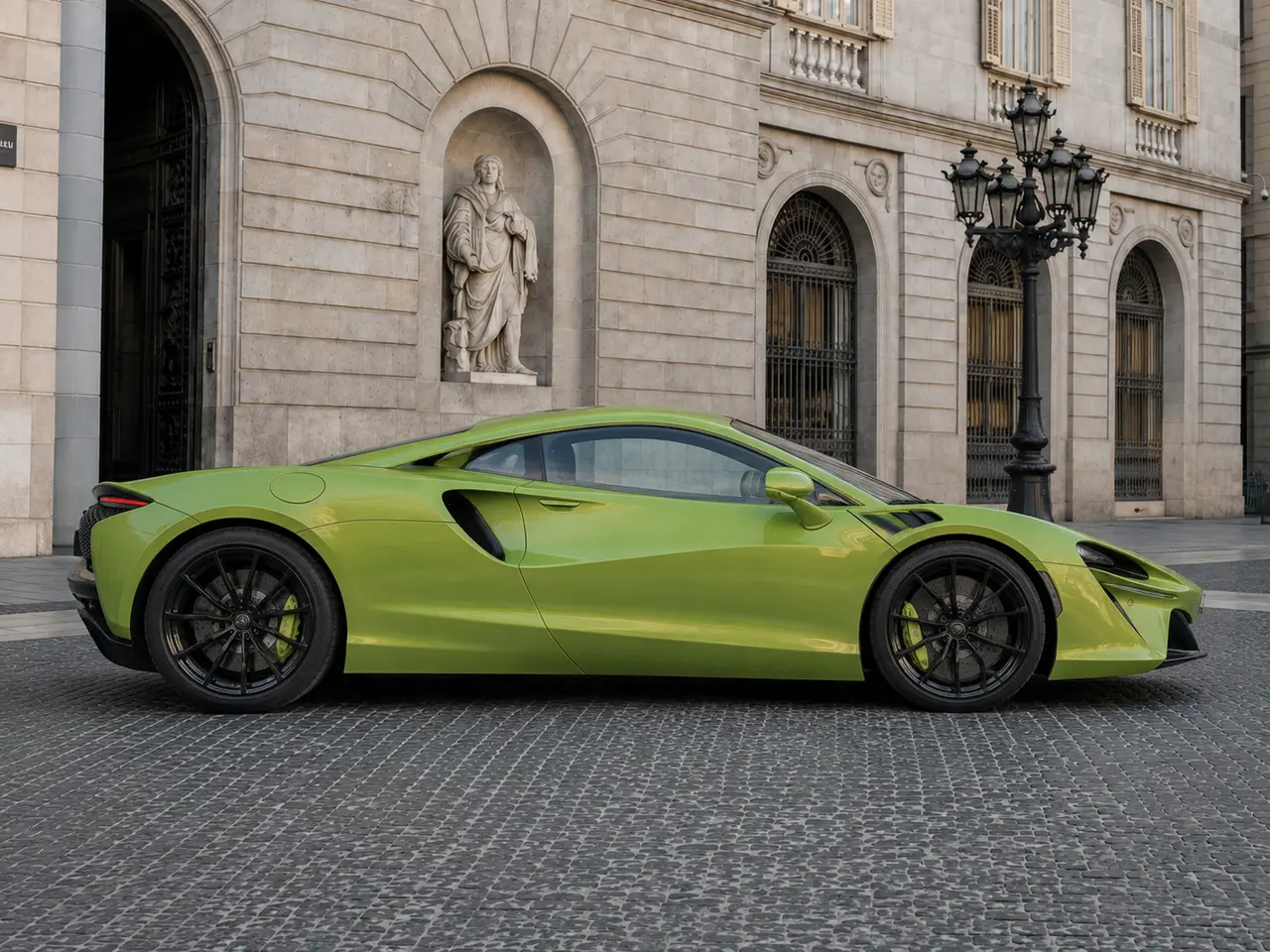 McLaren Artura Spider 2024, vista frontal — Milan Luxury Cars, Milán. El McLaren Artura Spider de 2024 combina una arquitectura híbrida con 671 caballos y una…