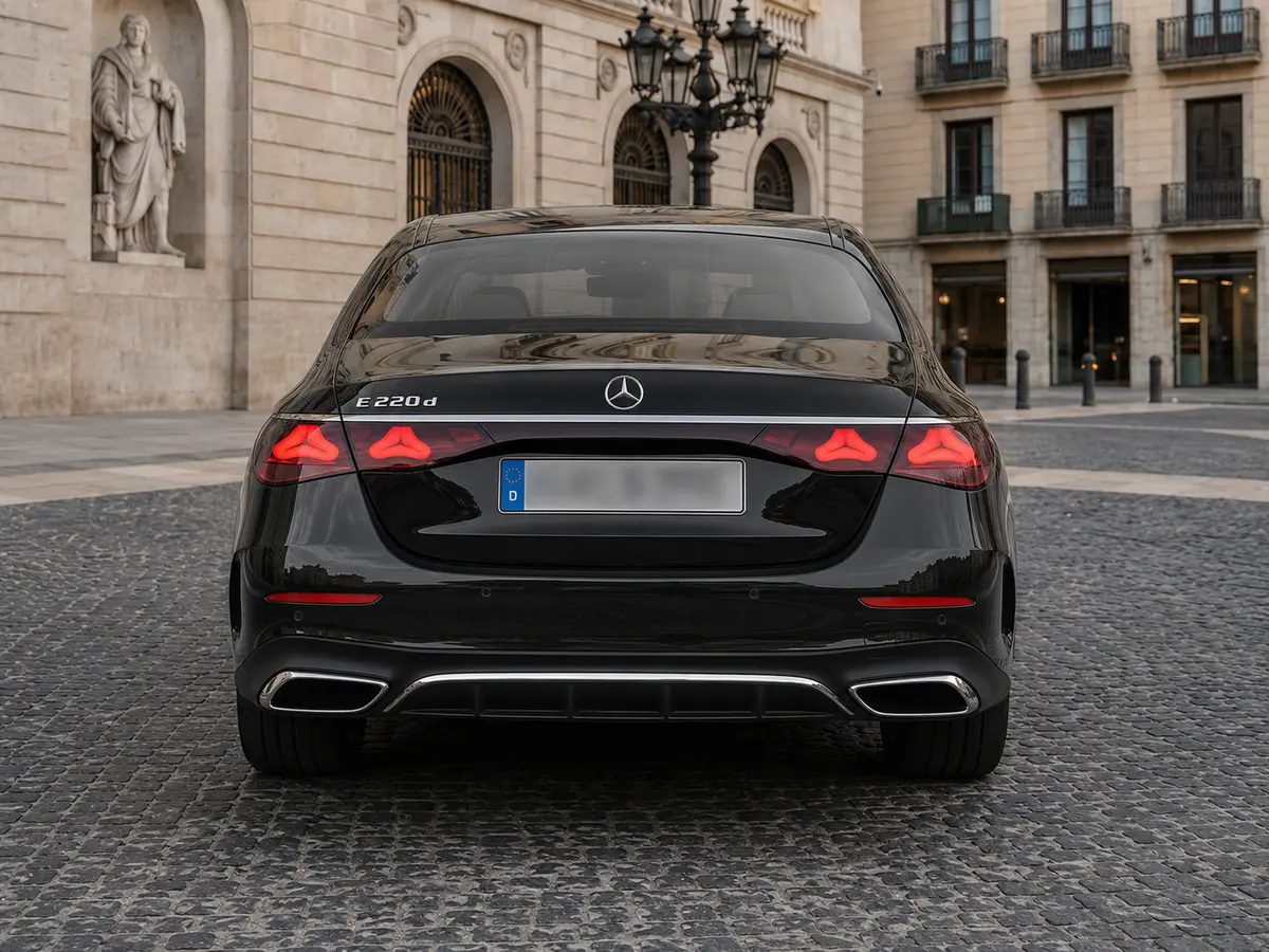 Mercedes Benz E-klasse 220d Premium Plus 2026, vista posteriore — Milan Luxury Cars, Milano. La Mercedes-Benz E-Klasse 220d Premium Plus 2026 è una berlina pensata per chi guida con…
