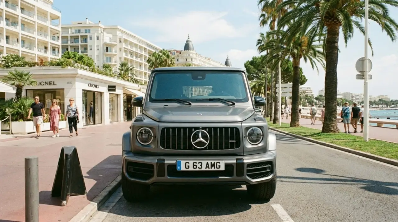 Mercedes Benz G63 2023, rear view — Milan Luxury Cars, Milan. The 2023 Mercedes-Benz G63 keeps the upright, slab-sided silhouette that has defined the…