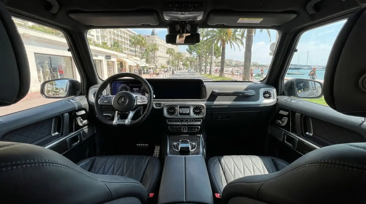 Mercedes Benz G63 2023, interior — Milan Luxury Cars, Milan. The 2023 Mercedes-Benz G63 keeps the upright, slab-sided silhouette that has defined the…