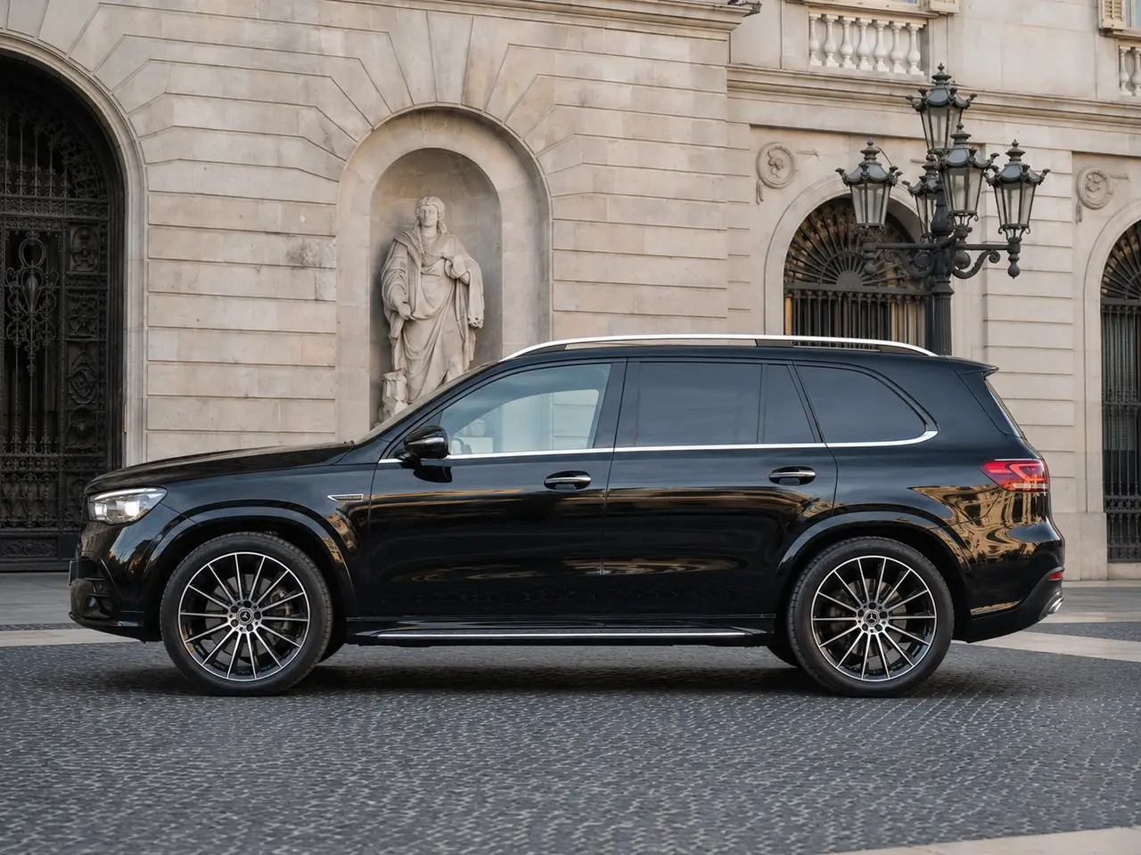 Mercedes Benz GLE 450 AMG 2024, exterior — Milan Luxury Cars, Milán. El Mercedes Benz GLE 450 AMG combina el porte alto de un todoterreno con la firmeza…