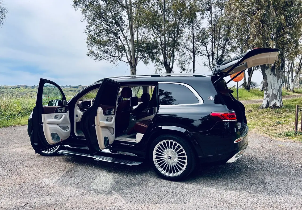 Mercedes Benz GLS Maybach 2022, rear view — Milan Luxury Cars, Milan. The Mercedes Benz GLS Maybach pairs a 550 hp drivetrain with a cabin built for four…
