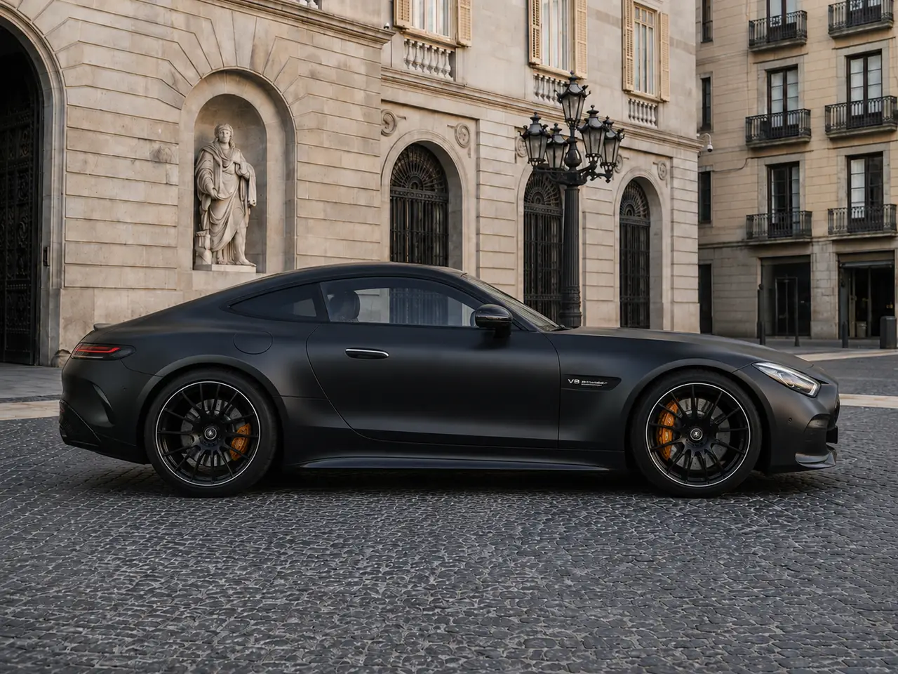 Mercedes Benz GT63 AMG Coupe 2024, front view — Milan Luxury Cars, Milan. The Mercedes-Benz GT63 AMG Coupe pairs a long, low bonnet with a 577 hp drivetrain built…
