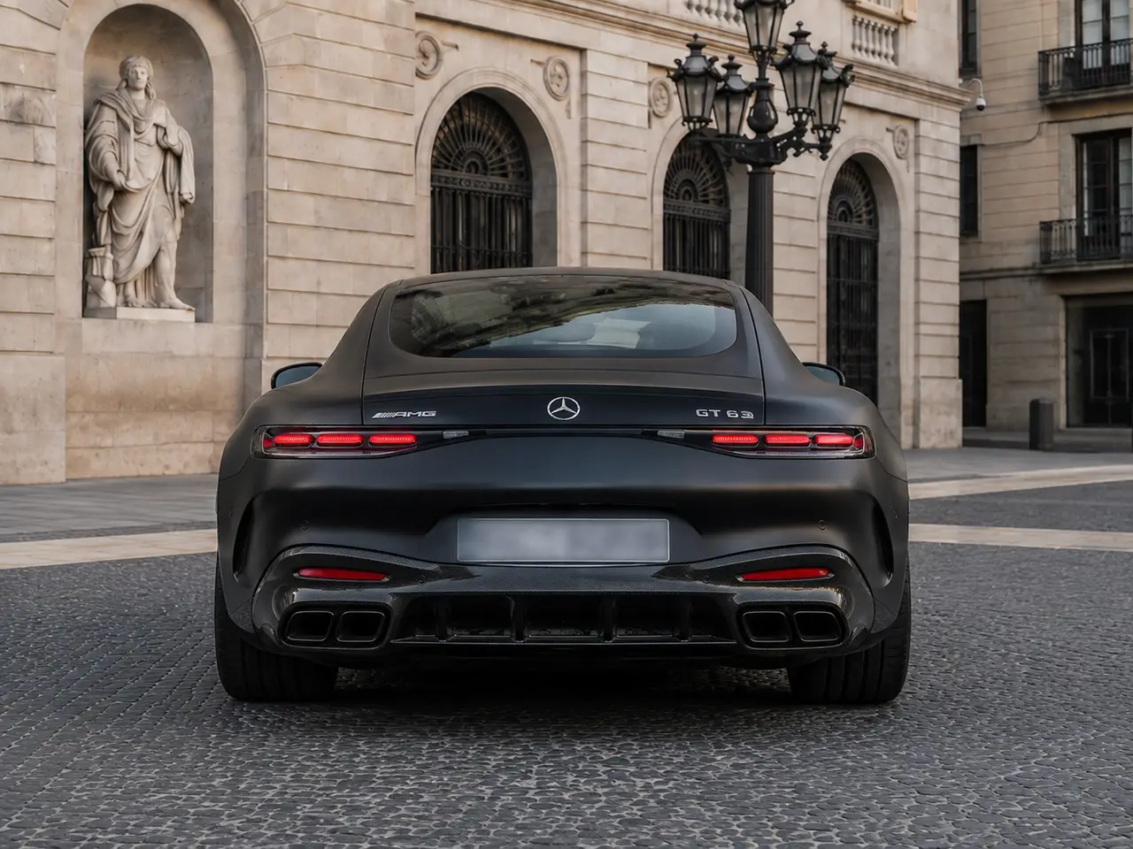 Mercedes Benz GT63 AMG Coupe 2024, rear view — Milan Luxury Cars, Milan. The Mercedes-Benz GT63 AMG Coupe pairs a long, low bonnet with a 577 hp drivetrain built…