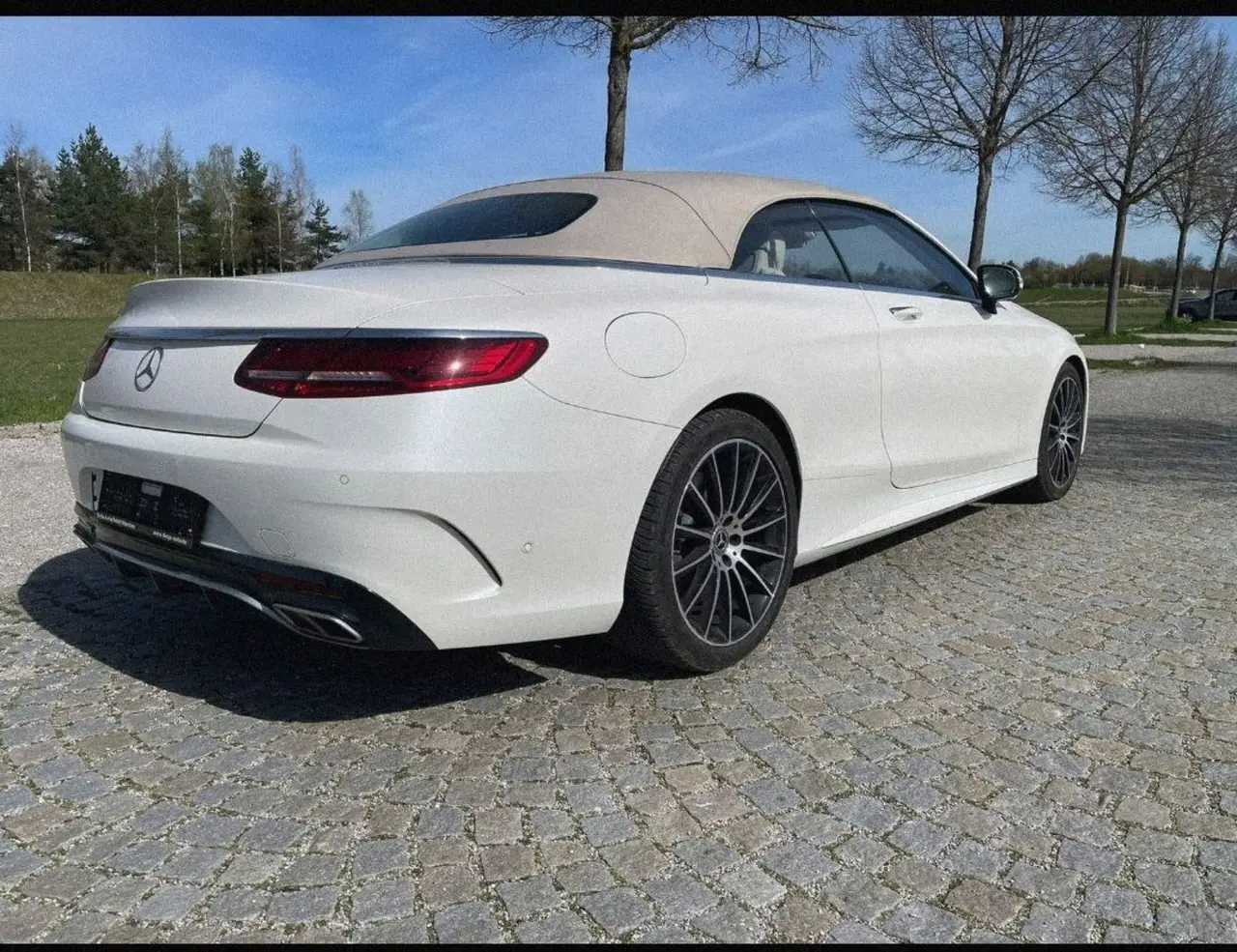 Mercedes Benz S560 Cabrio 2021, rear view — Milan Luxury Cars, Milan. The 2021 Mercedes Benz S560 Cabrio pairs a 469 hp V8 with the composure of Mercedes'…