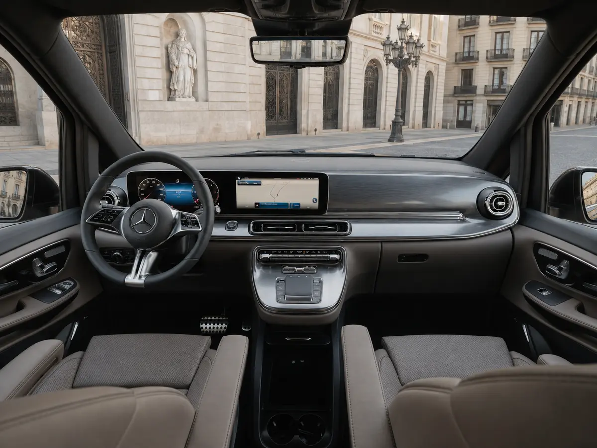 Mercedes Benz V300 4x4 XL Exclusive 7 seats 2025, interior — Milan Luxury Cars, Milan. The Mercedes Benz V300 4x4 XL Exclusive is built for groups and families who need space…