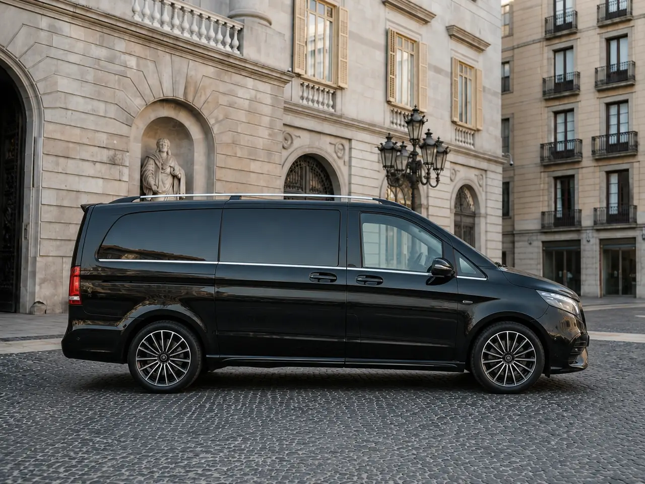 Mercedes Benz V300 4x4 XL VIP (Captain, 7 seat) 2025, front view — Milan Luxury Cars, Milan. The Mercedes Benz V300 4x4 XL VIP brings a different kind of comfort to a rental fleet…