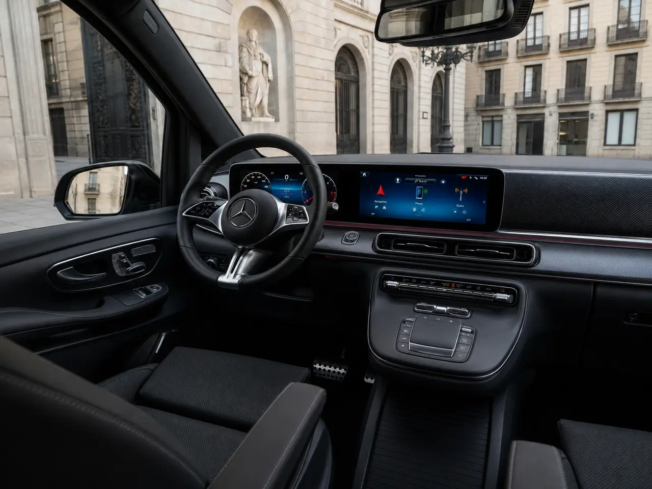 Mercedes Benz V300 8 seats 2025, interior — Milan Luxury Cars, Milan. The Mercedes Benz V300 answers a specific need: moving a full group of up to eight…