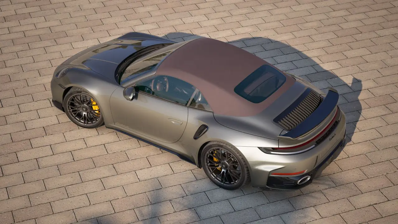 Porsche 911 992 Carrera Turbo S Cabrio 2026, front view — Milan Luxury Cars, Milan. The 2026 Porsche 911 992 Carrera Turbo S Cabrio pairs 650 hp with the open-top format…