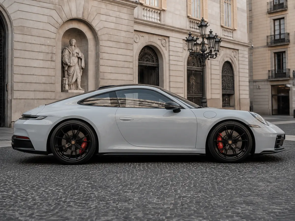 Porsche Carrera Spyder 992,2 GTS 2025, vista frontale — Milan Luxury Cars, Milano. La Porsche Carrera Spyder 992.2 GTS unisce l'apertura totale di una cabrio ai 541 CV di…