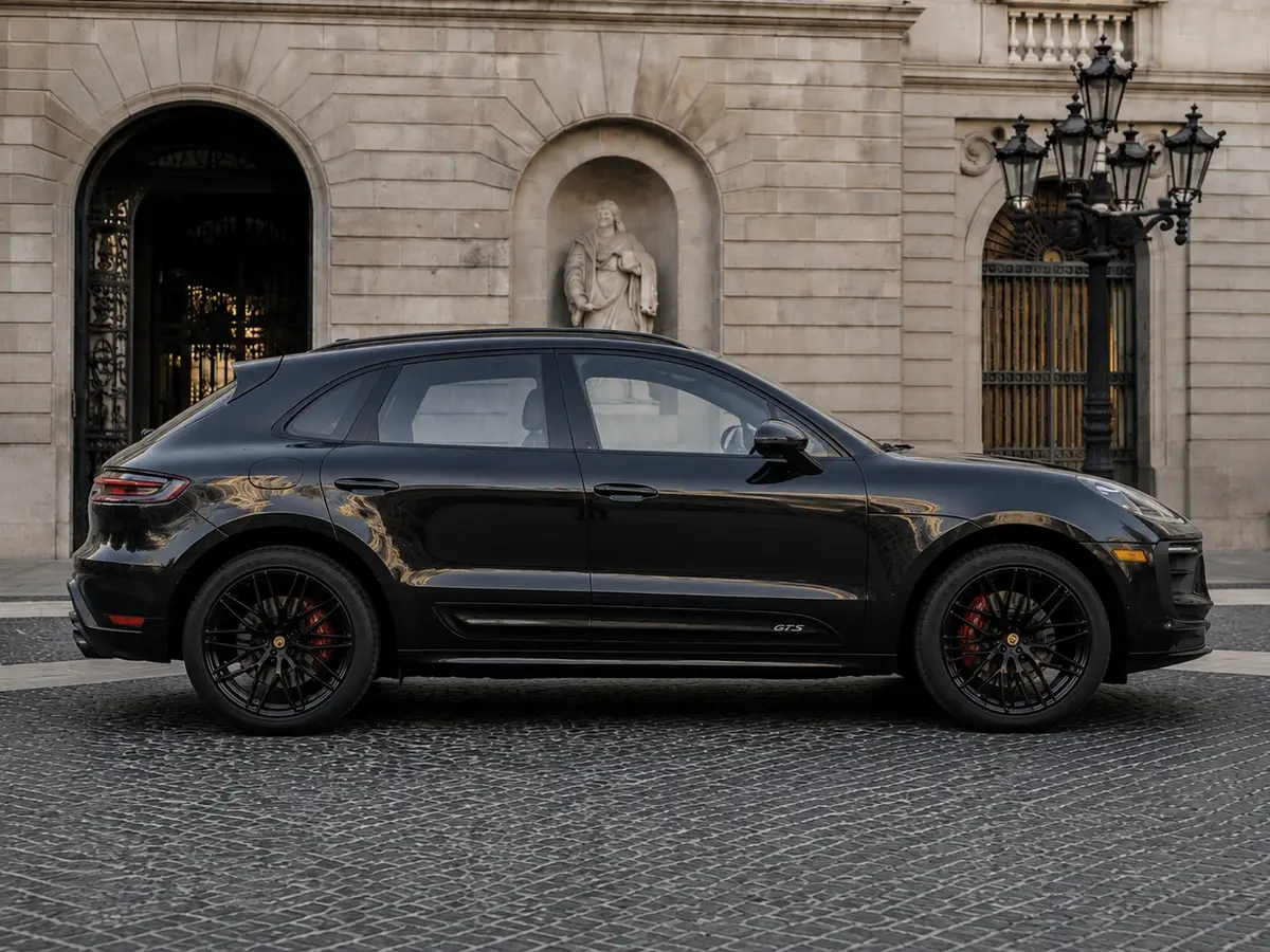 Porsche Macan GTS 2024, front view — Milan Luxury Cars, Milan. The Porsche Macan GTS pairs 440 hp with the practicality of five seats, giving it a…