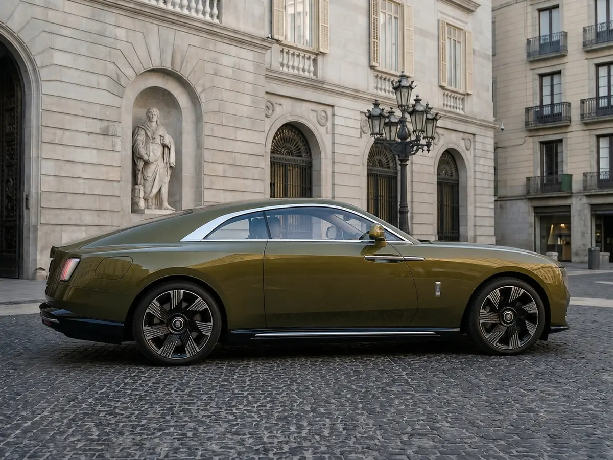 Rolls-Royce Spectre 2024, vista frontale — Milan Luxury Cars, Milano. La Rolls-Royce Spectre 2024 si presenta come una coupé di lusso a quattro posti, pensata…