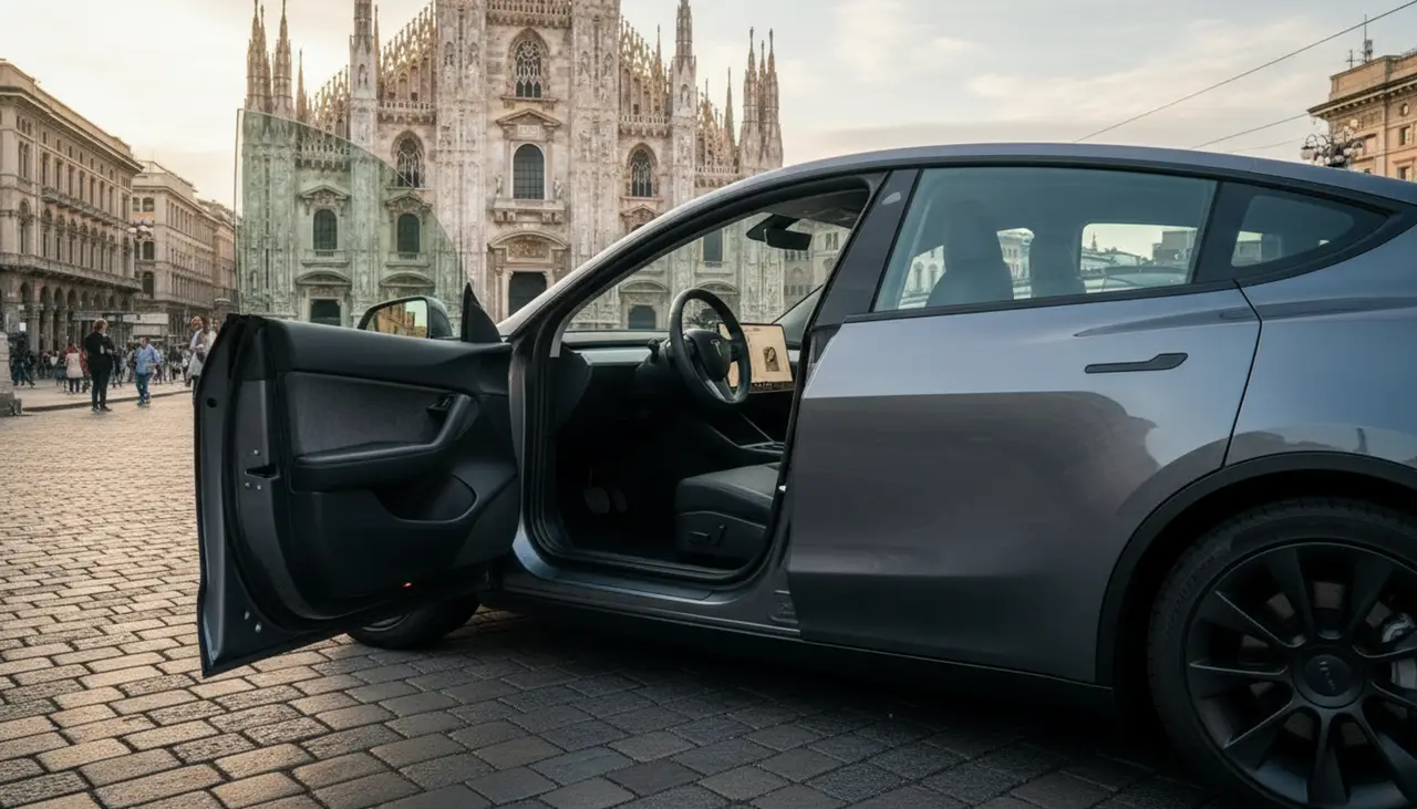Tesla Model Y Long Range 2023, interior — Milan Luxury Cars, Milan. The 2023 Tesla Model Y Long Range brings 378 hp and seating for five into a cabin built…