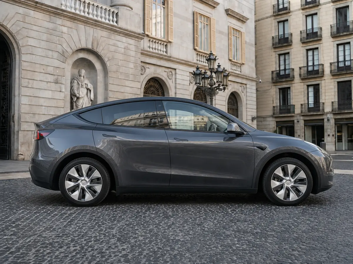 Tesla Model Y Long Range 2023, vista frontale — Milan Luxury Cars, Milano. La Tesla Model Y Long Range del 2023 è un SUV elettrico a cinque posti che unisce…